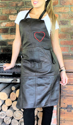 Leather Apron bbq Black & Red Heart - Fancy - PDCollection Leatherwear - Online Shop