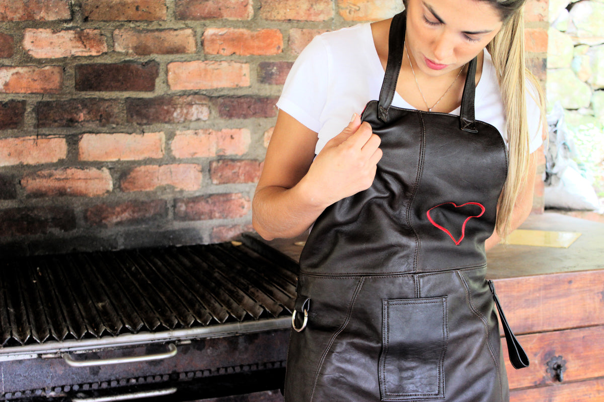 Leather Apron bbq Black & Red Heart - Fancy - PDCollection Leatherwear - Online Shop