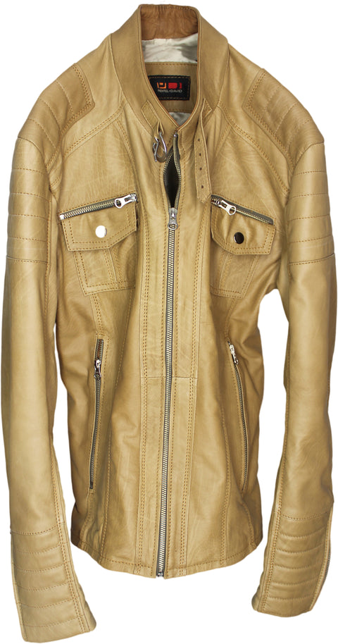 ALEPH Leather Jacket Calfskin Natural Stone - PDCollection Leatherwear - Online Shop