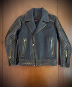 CAFE KNIGHT Leather Jacket Cafe Brown Quilted Gold Zips - PDCollection Leatherwear - Online Shop