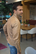 SOL Leather Jacket Lightweight Calfskin in Natural stone color - PDCollection Leatherwear - Online Shop