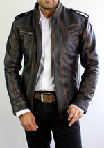 VICTORY Leather Jacket Distressed Black - PDCollection Leatherwear - Online Shop