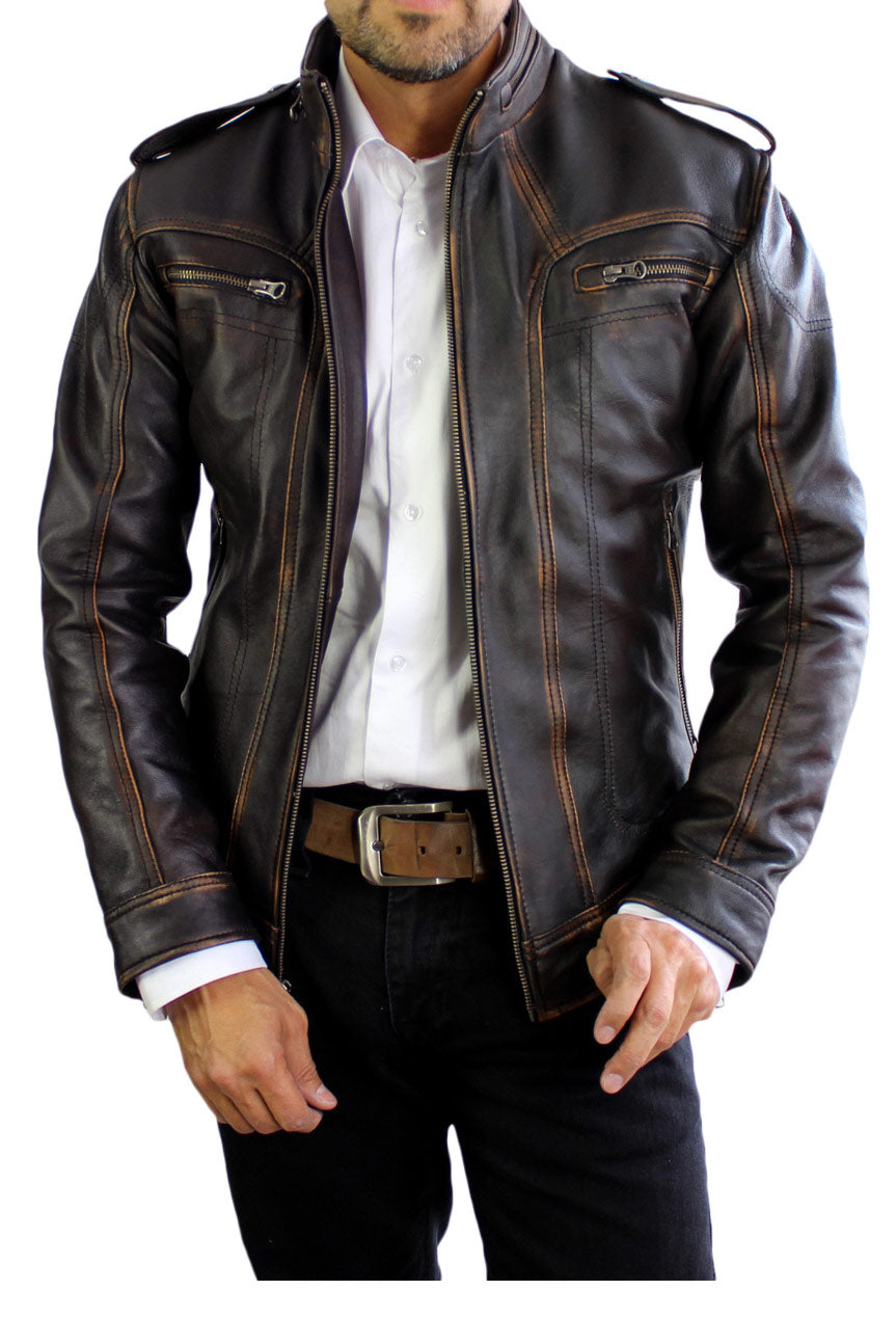 2018 AX Leather Jacket  Distressed Black - PDCollection Leatherwear - Online Shop