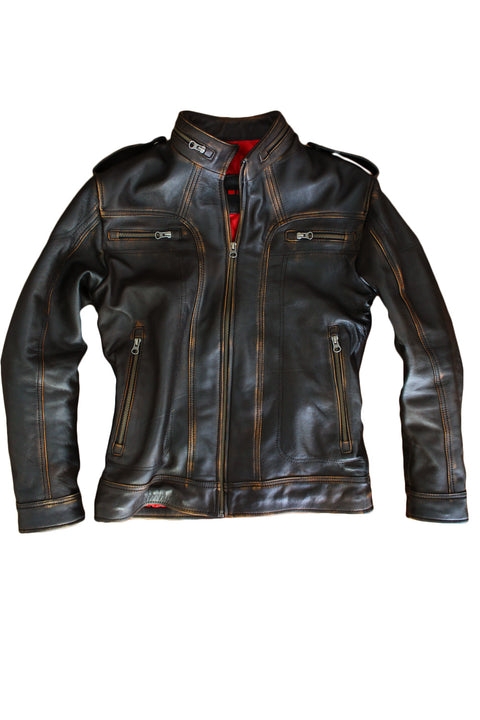 2018 AX Leather Jacket  Distressed Black - PDCollection Leatherwear - Online Shop