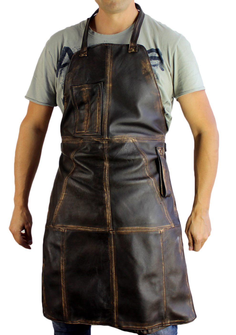 10W1UP Leather Apron Distressed Brown - Custom-Made Personalized Name Initials - PDCollection Leatherwear - Online Shop