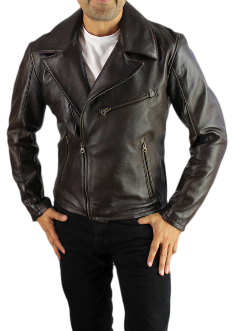 Rebel DK Leather Jacket Cafe Racer Dark Brown - PDCollection Leatherwear - Online Shop