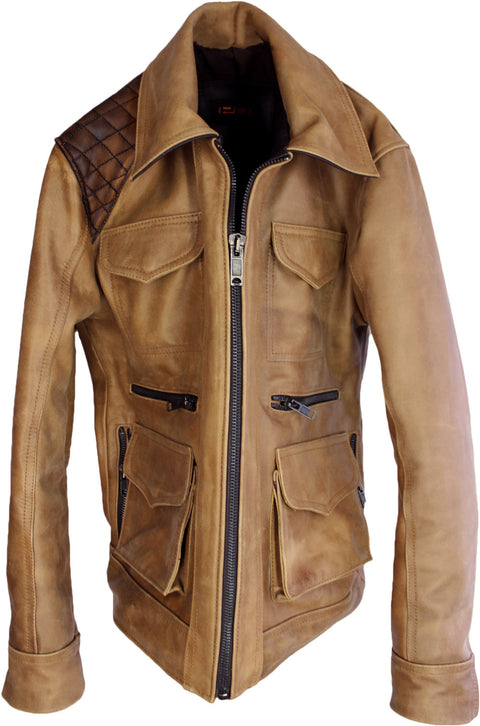 HUNSTON Leather Jacket Rugged Napa Washed Stone / Contrasted - PDCollection Leatherwear - Online Shop