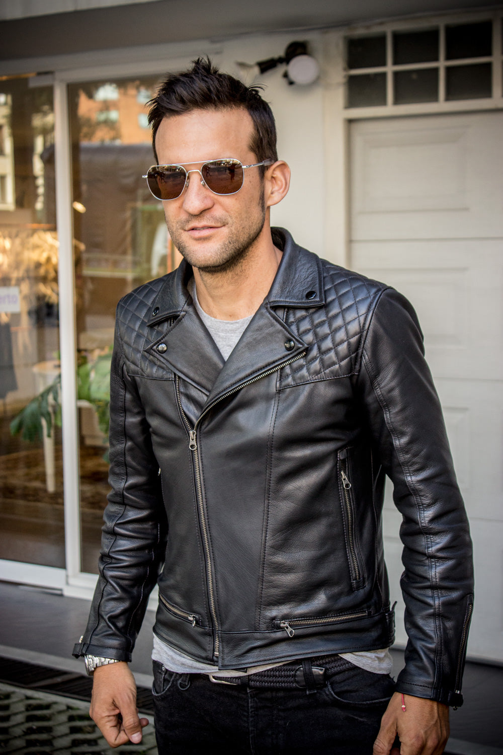 LUKAS BOLD CR Leather Jacket diamond Quilted - Black - Magic RUDE