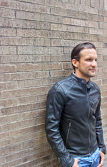 R80 Leather Jacket Black & Black Stripes - PDCollection Leatherwear - Online Shop