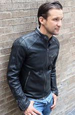 R80 Leather Jacket Black & Black Stripes - PDCollection Leatherwear - Online Shop