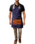 2PDW Leather Apron Dark Blue & Brown Straps and Pockets - Custom-Made Personalized