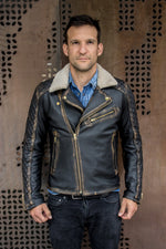 BELGRAVE SQ Leather Jacket ShearlingQuilted in Distressed Brown - PDCollection Leatherwear - Online Shop