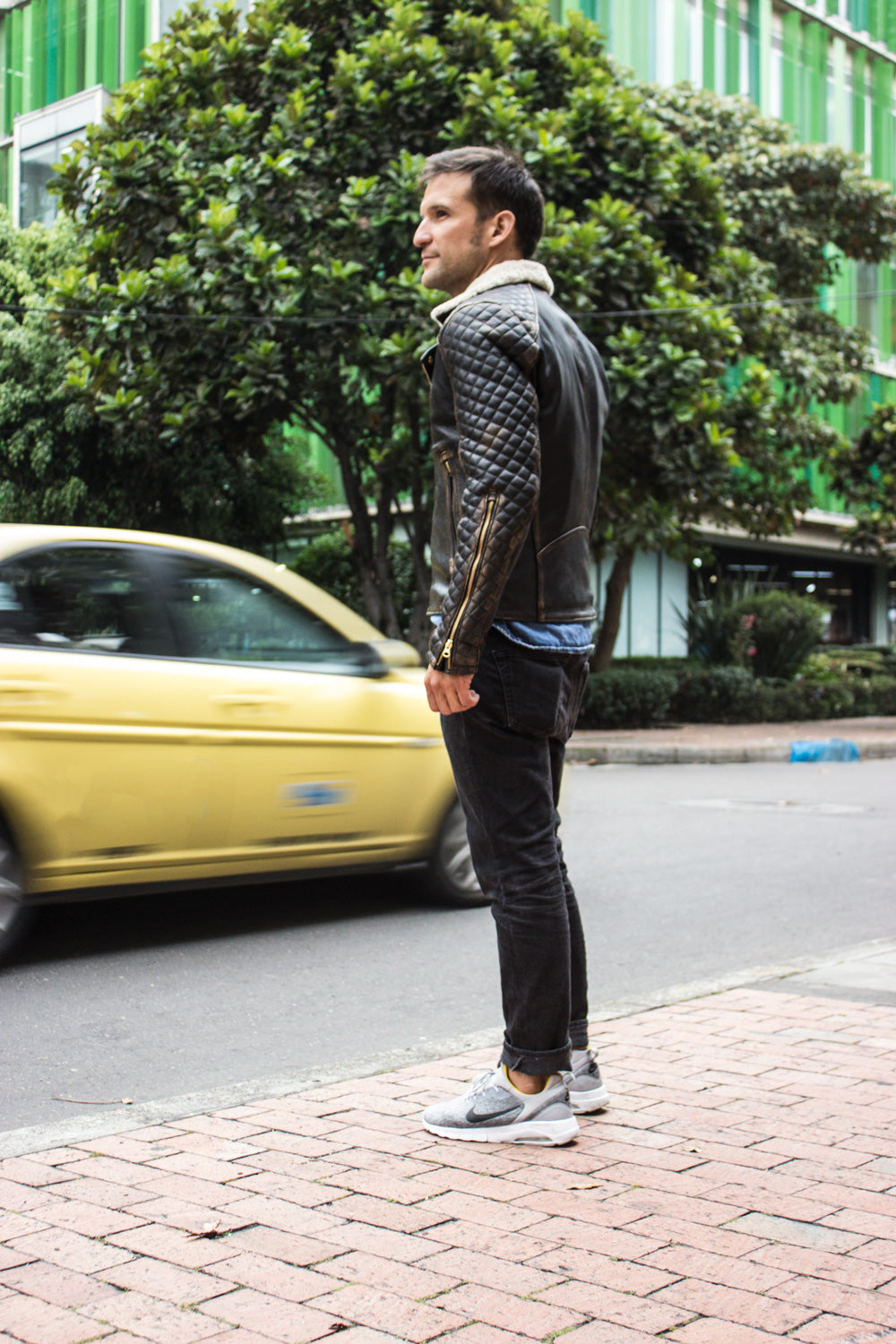 BELGRAVE SQ Leather Jacket Shearling  Quilted in Distressed Brown - PDCollection Leatherwear - Online Shop