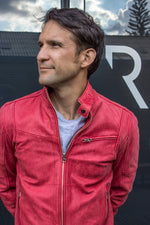 FARGON RR Leather Jacket Pre-washed Red - PDCollection Leatherwear - Online Shop