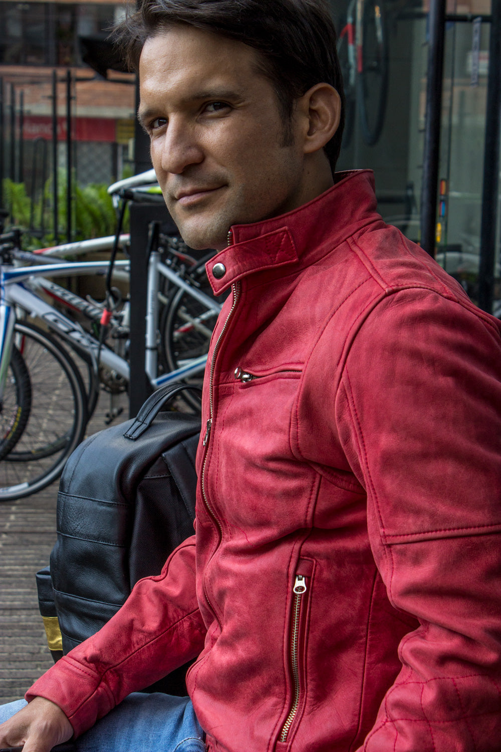 FARGON RR Leather Jacket Pre-washed Red - PDCollection Leatherwear - Online Shop