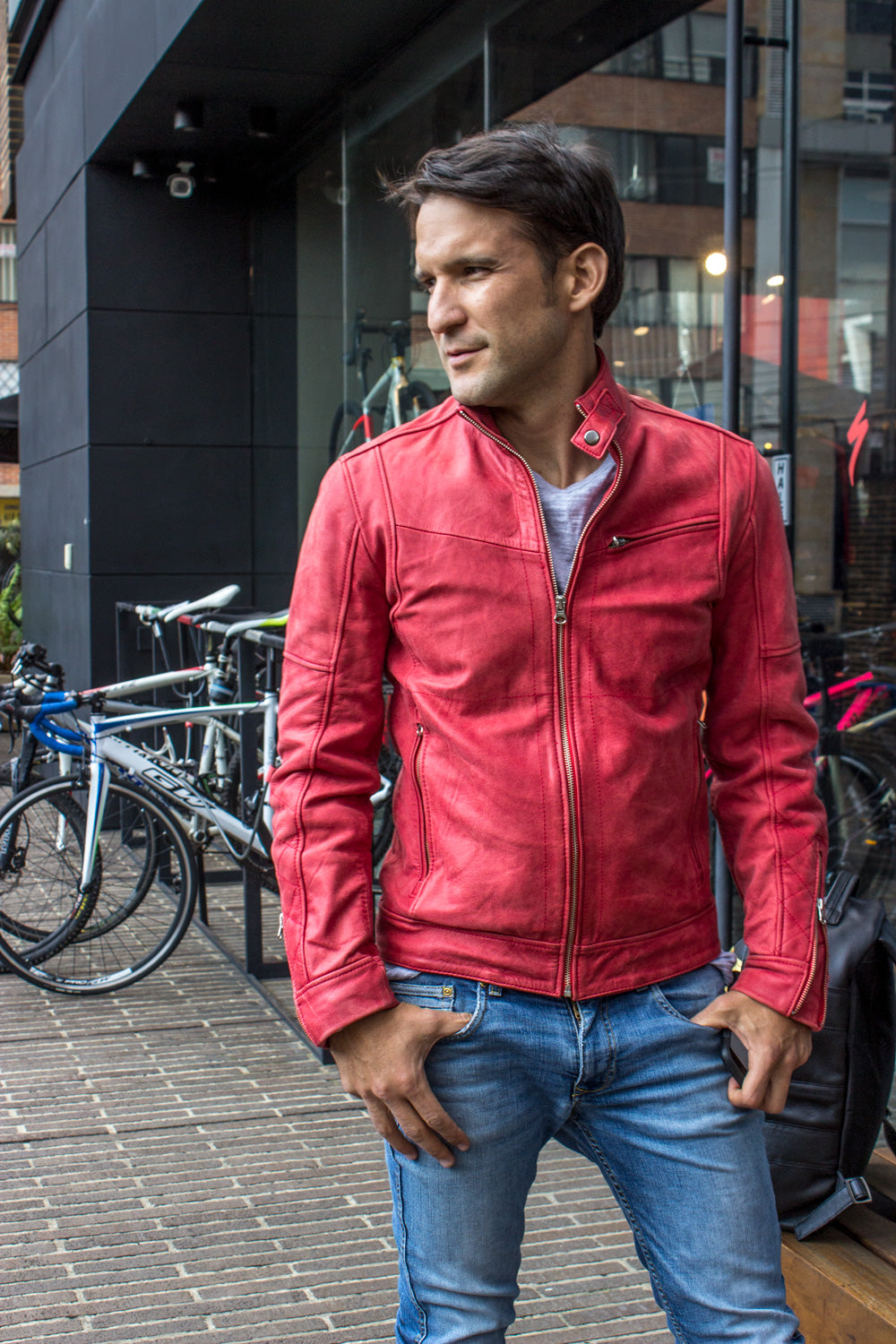 FARGON RR Leather Jacket Pre-washed Red - PDCollection Leatherwear - Online Shop