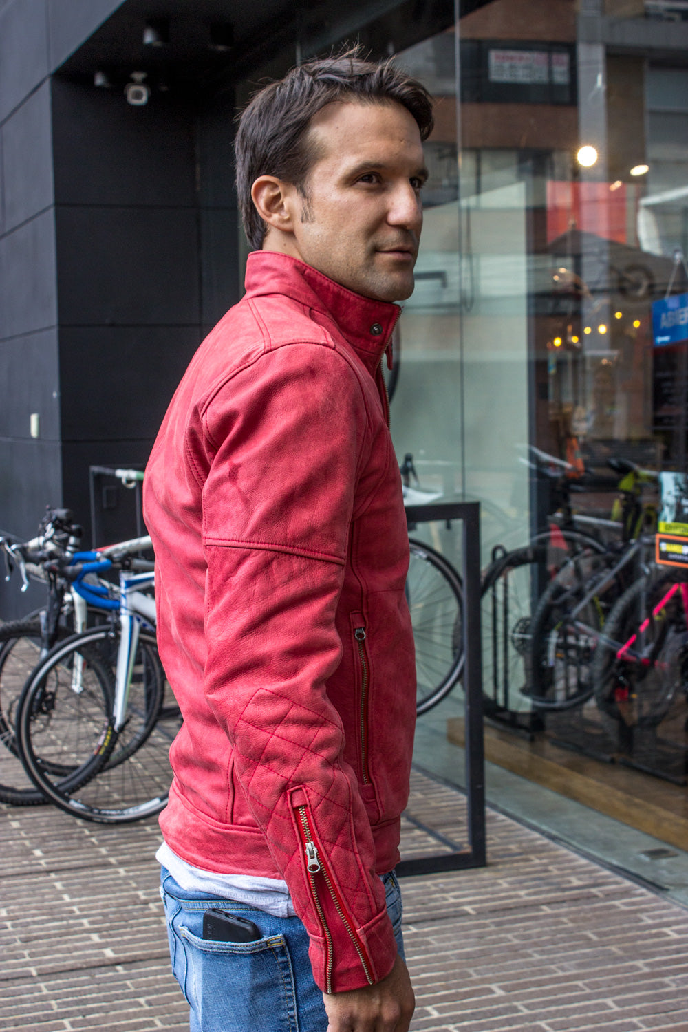 FARGON RR Leather Jacket Pre-washed Red - PDCollection Leatherwear - Online Shop