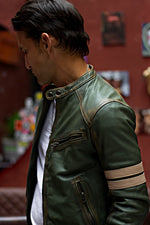 MUSTANG HB Leather Jacket - Special Edition - Green with Stripes