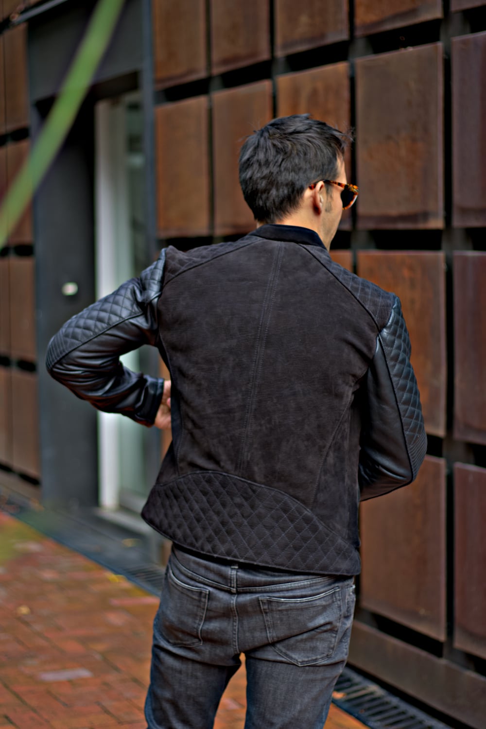 LOTUS DT Leather Jacket Satin Black on Black  - Bison & Nubuck Suede