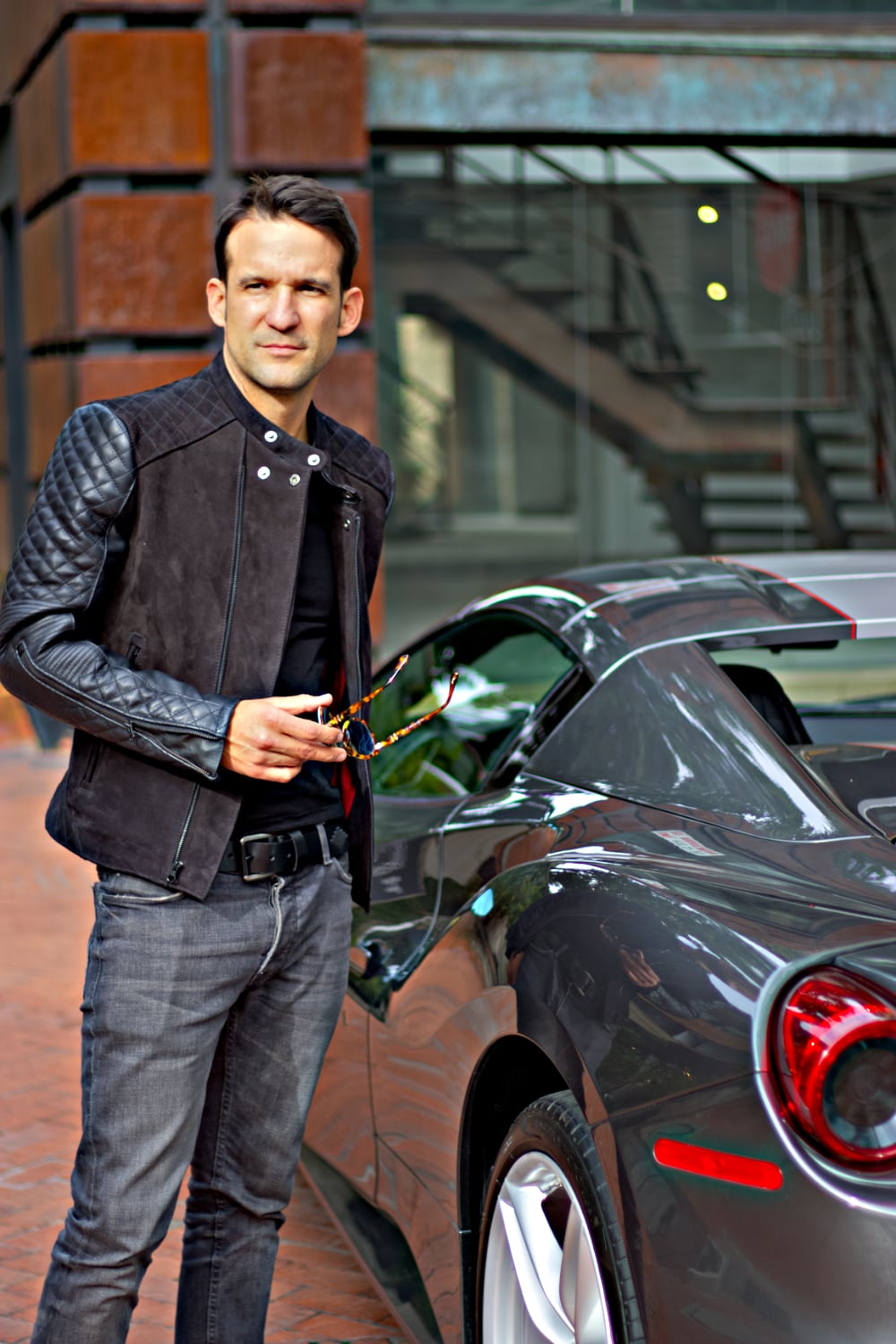 LOTUS DT Leather Jacket Satin Black on Black  - Bison & Nubuck Suede