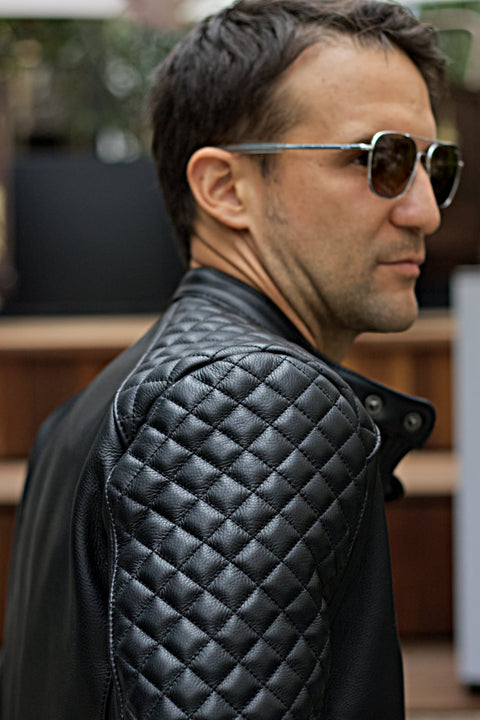 R79 QS LIMITED Leather Jacket in Black Uruguayan Cowhide - Quilted