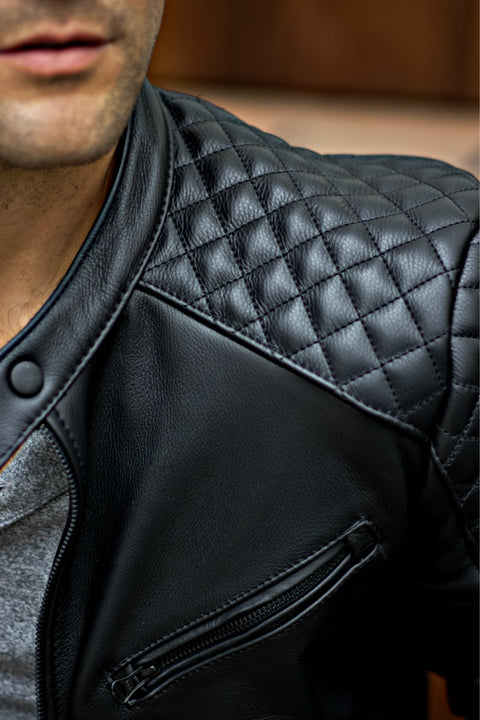 R79 QS LIMITED Leather Jacket in Black Uruguayan Cowhide - Quilted