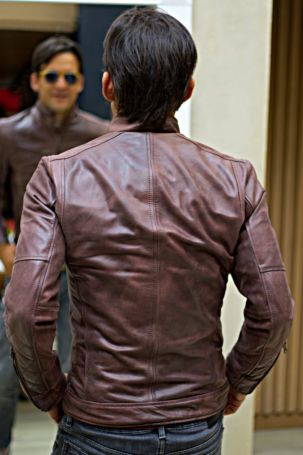 SOL Leather Jacket Pre-Washed Distressed Brown Leather- Cafe Racer