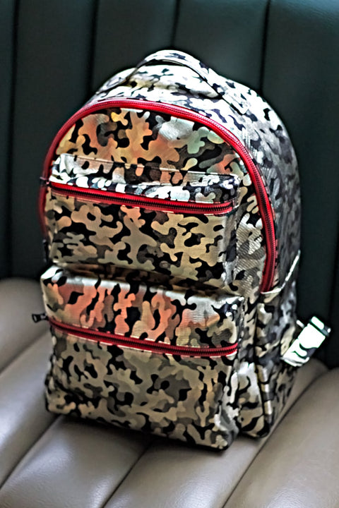 STEEL Leather Bag Backpack in Luxury Camo - Limited Ed Red