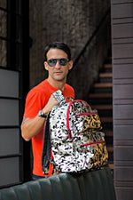 STEEL Leather Bag Backpack in Luxury Camo - Limited Ed Red