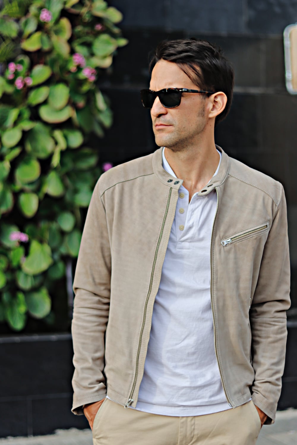 TOSCANA Leather Jacket Lightweight Calf Suede in Taupe color