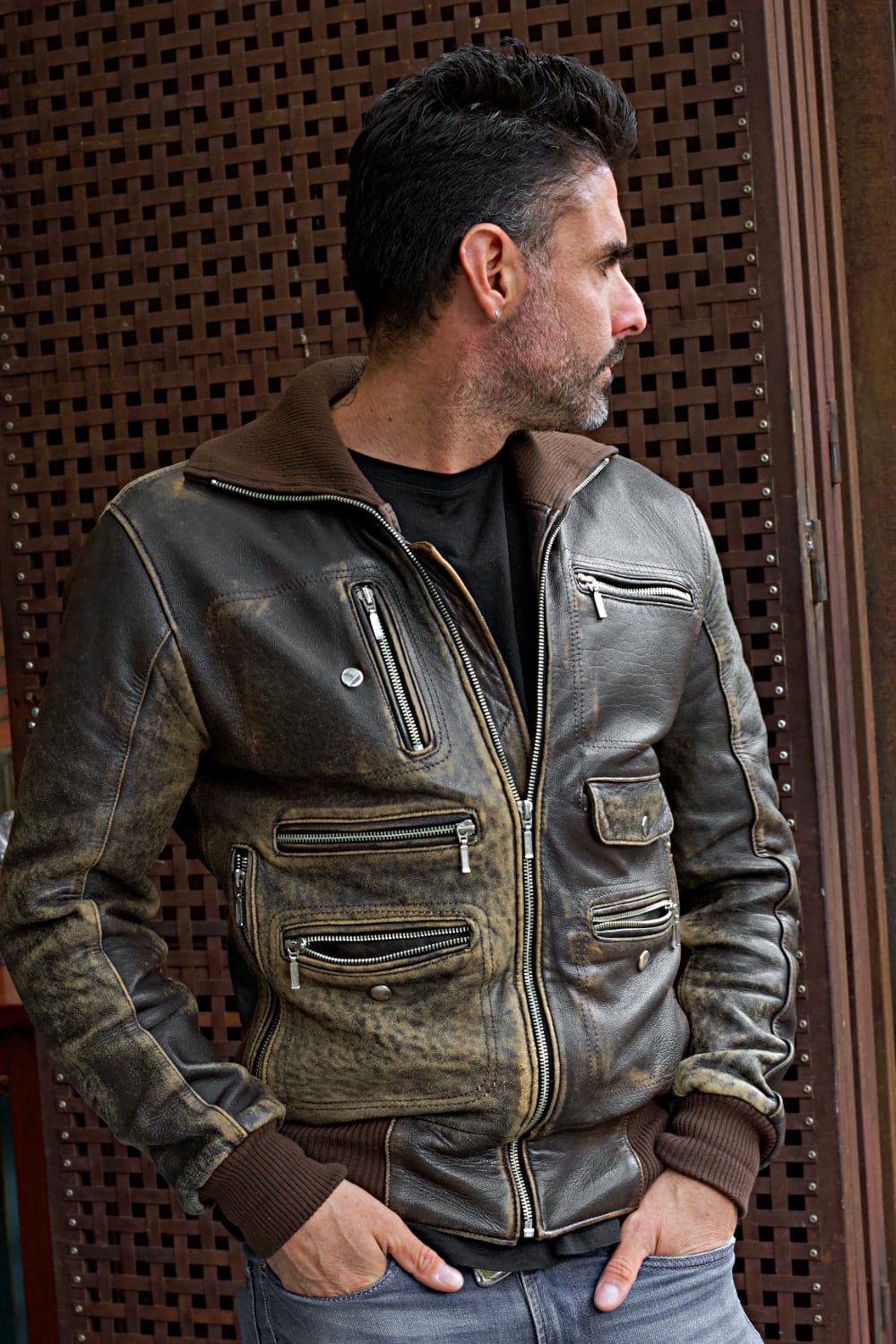 BERLIN Leather Jacket Ultra Distressed Brown -