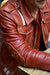 JACOB LUKAS SH Leather Short Retro Jacket Distressed & Beige stripes