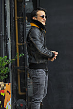 B52 PILOT Leather Jacket - Distressed Black- Shearling