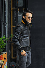 B52 PILOT Leather Jacket - Distressed Black- Shearling