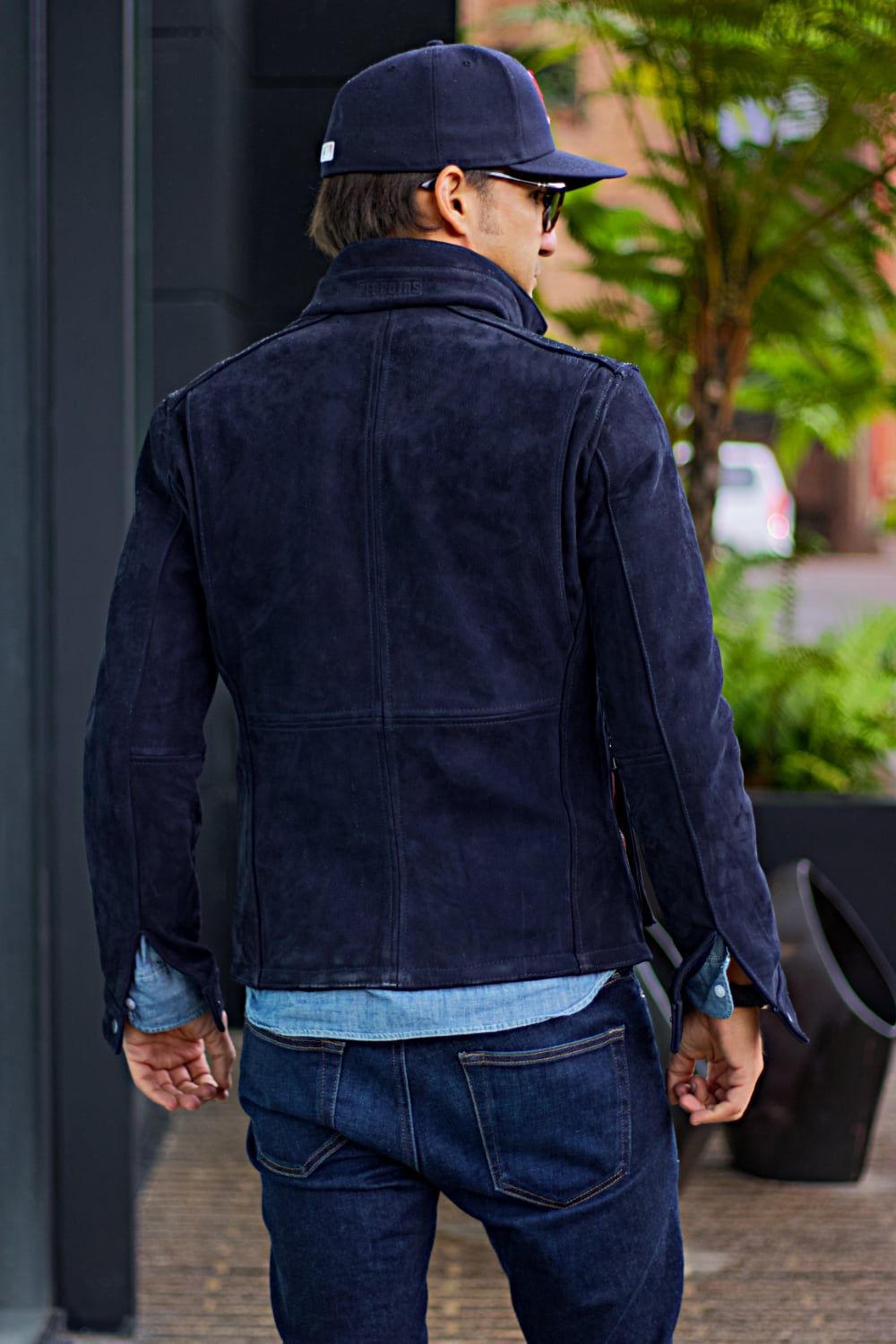 FIELD FR SH Leather Jacket Dark Blue- Nubuck Suede - Short-Length