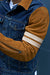 BROOKLYN HM2 Heroes Motor Edition Jean & Suede Jacket Blue Denim & Brown Sleeves with Tan Stripes