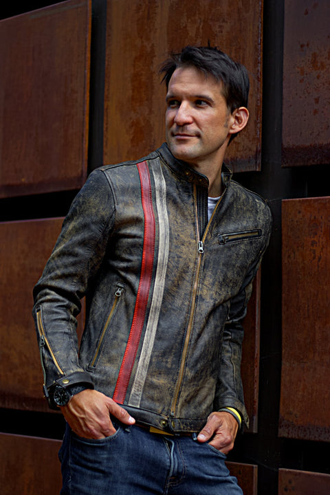 R82 DESERT Leather Jacket Ultra distressed & Stripes