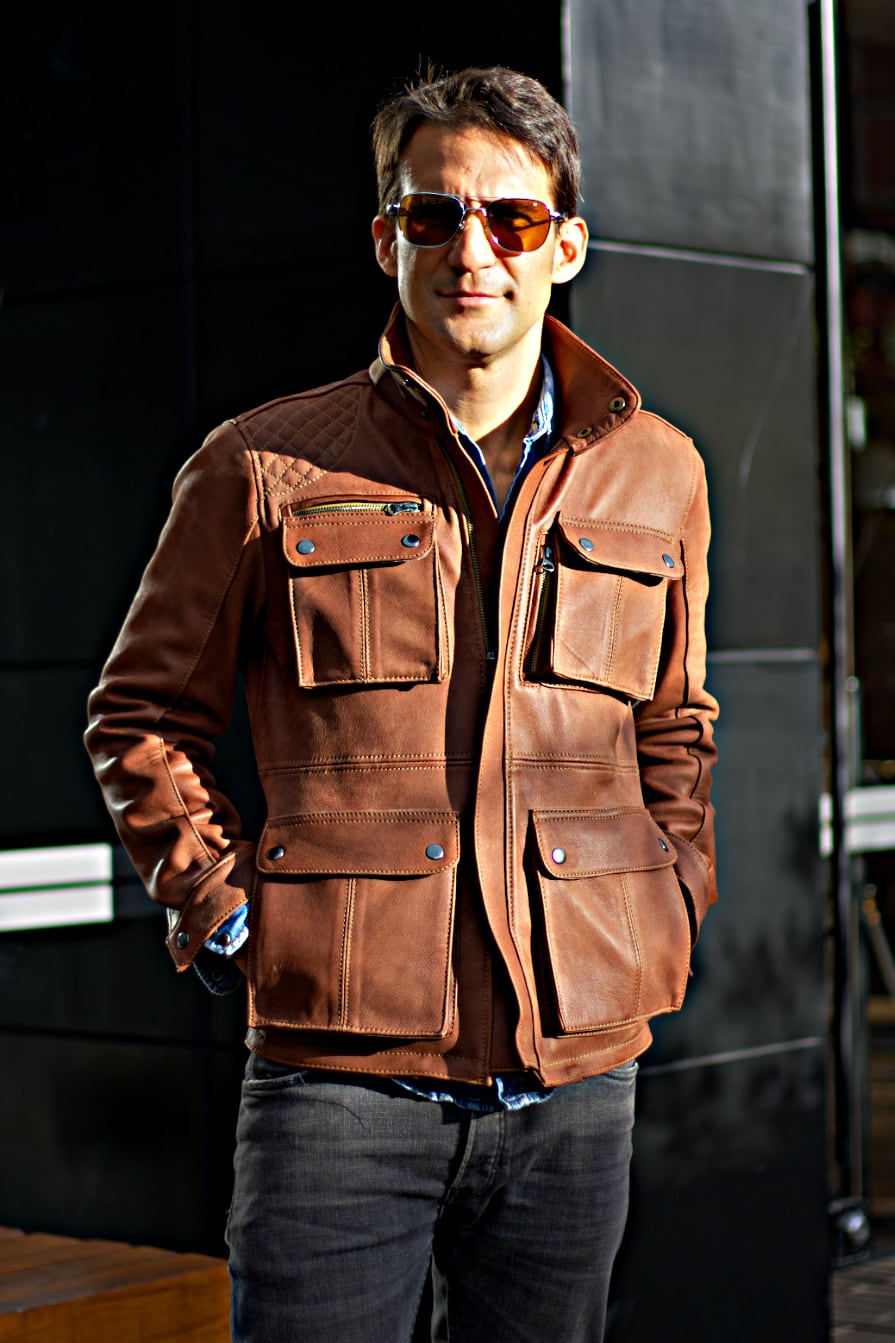 FIELD Leather Jacket - Vintage Brown Mid-Length