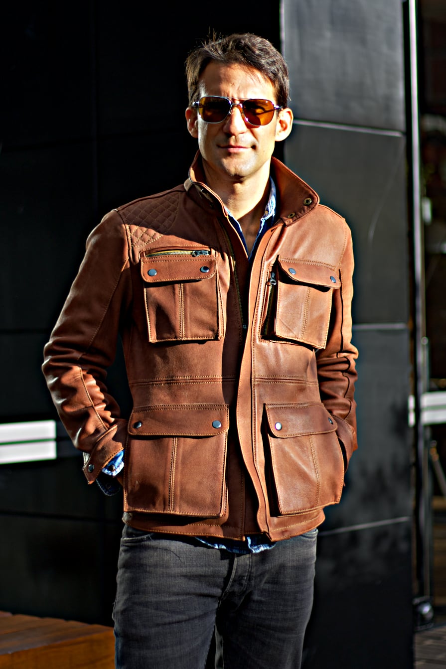FIELD Leather Jacket   - Vintage Brown Mid-Length