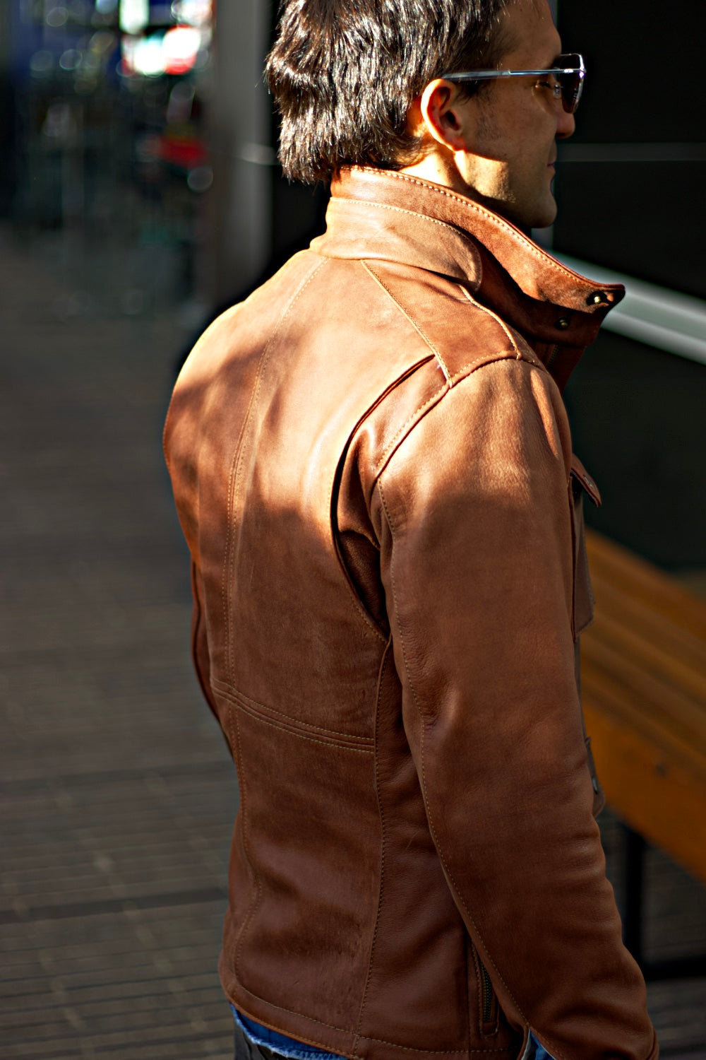 FIELD Leather Jacket   - Vintage Brown Mid-Length