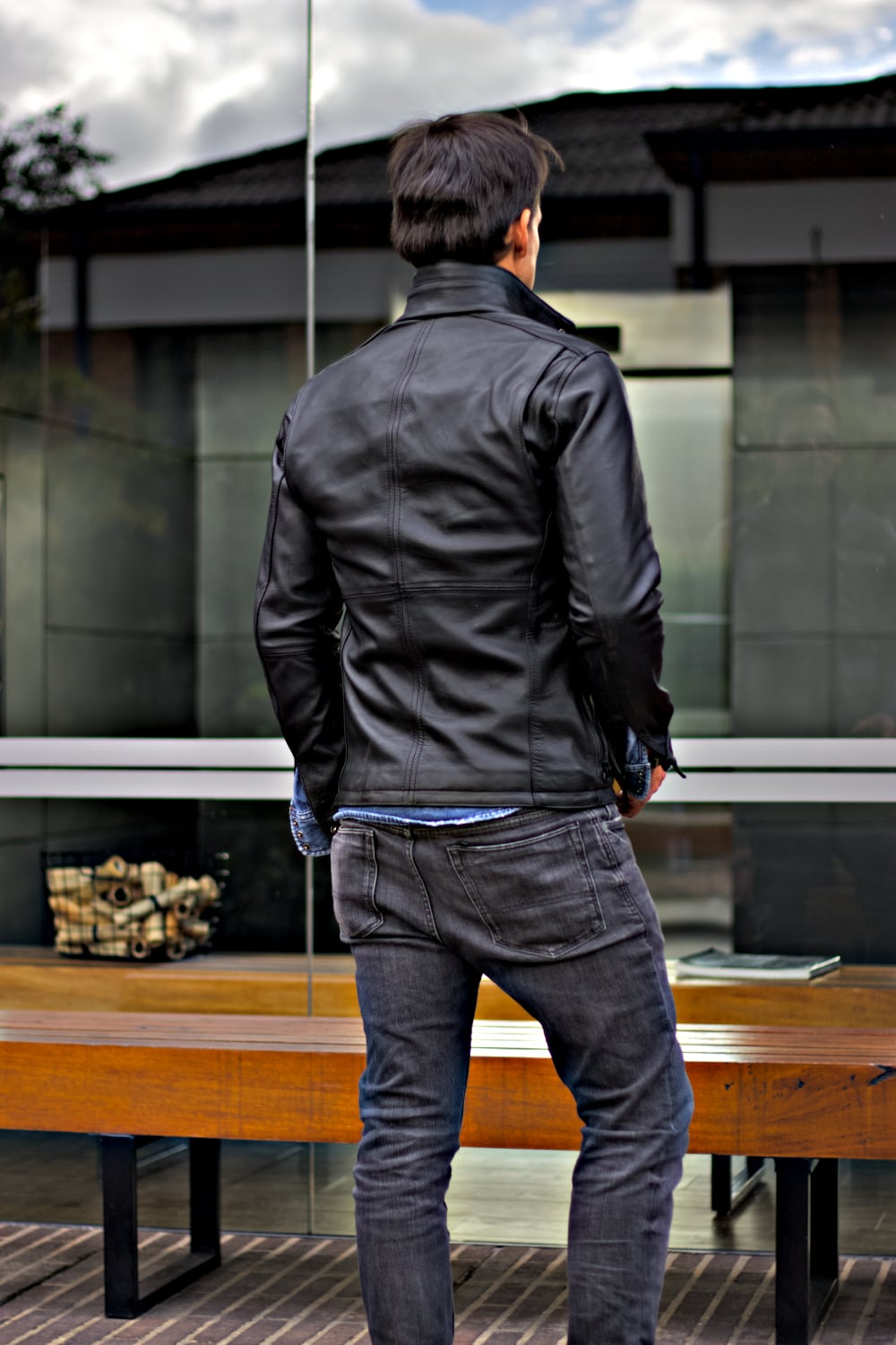 FIELD Leather Jacket   - Black -  Mid-Length