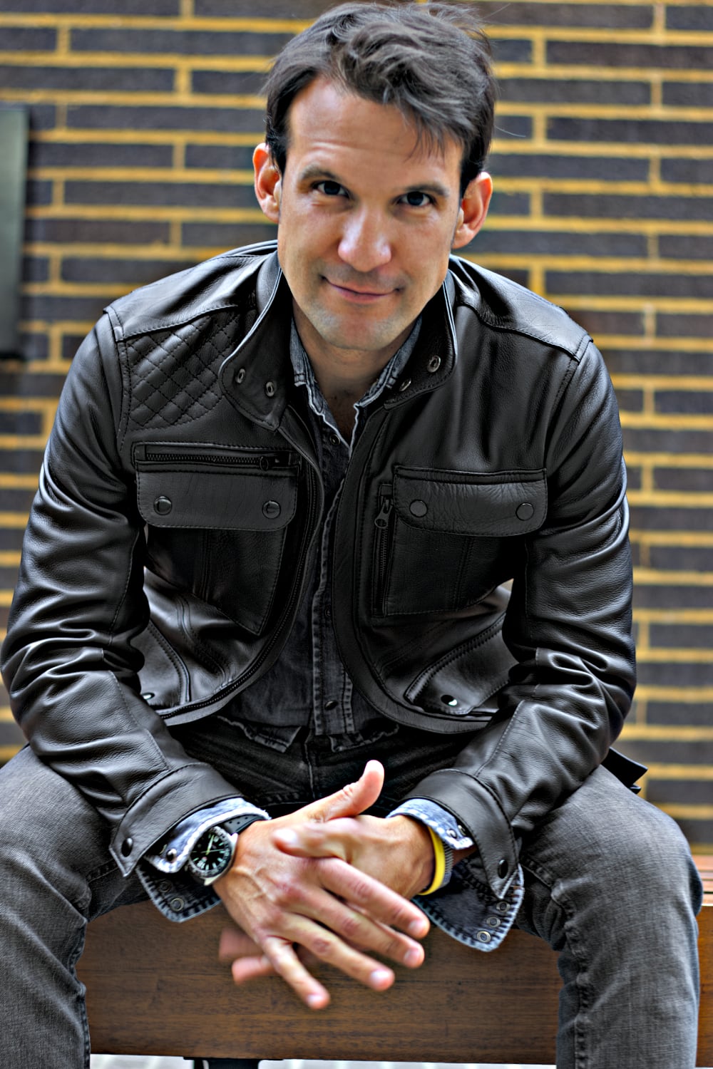 FIELD Leather Jacket   - Black -  Mid-Length