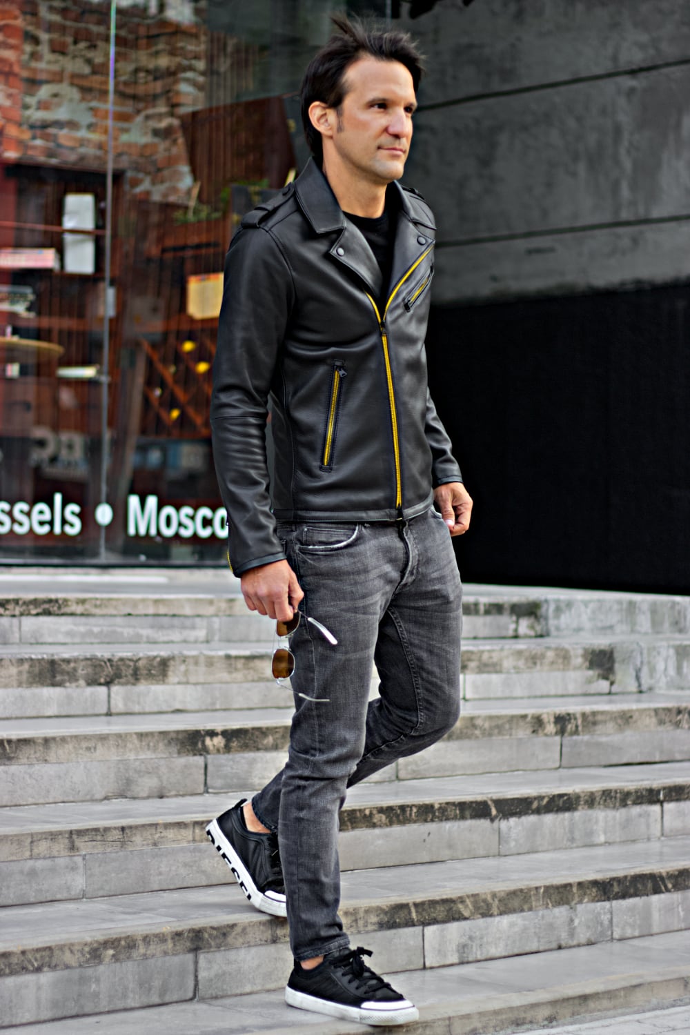 Rebel LAMBO Edition Black & Yellow Leather Jacket in Calfskin