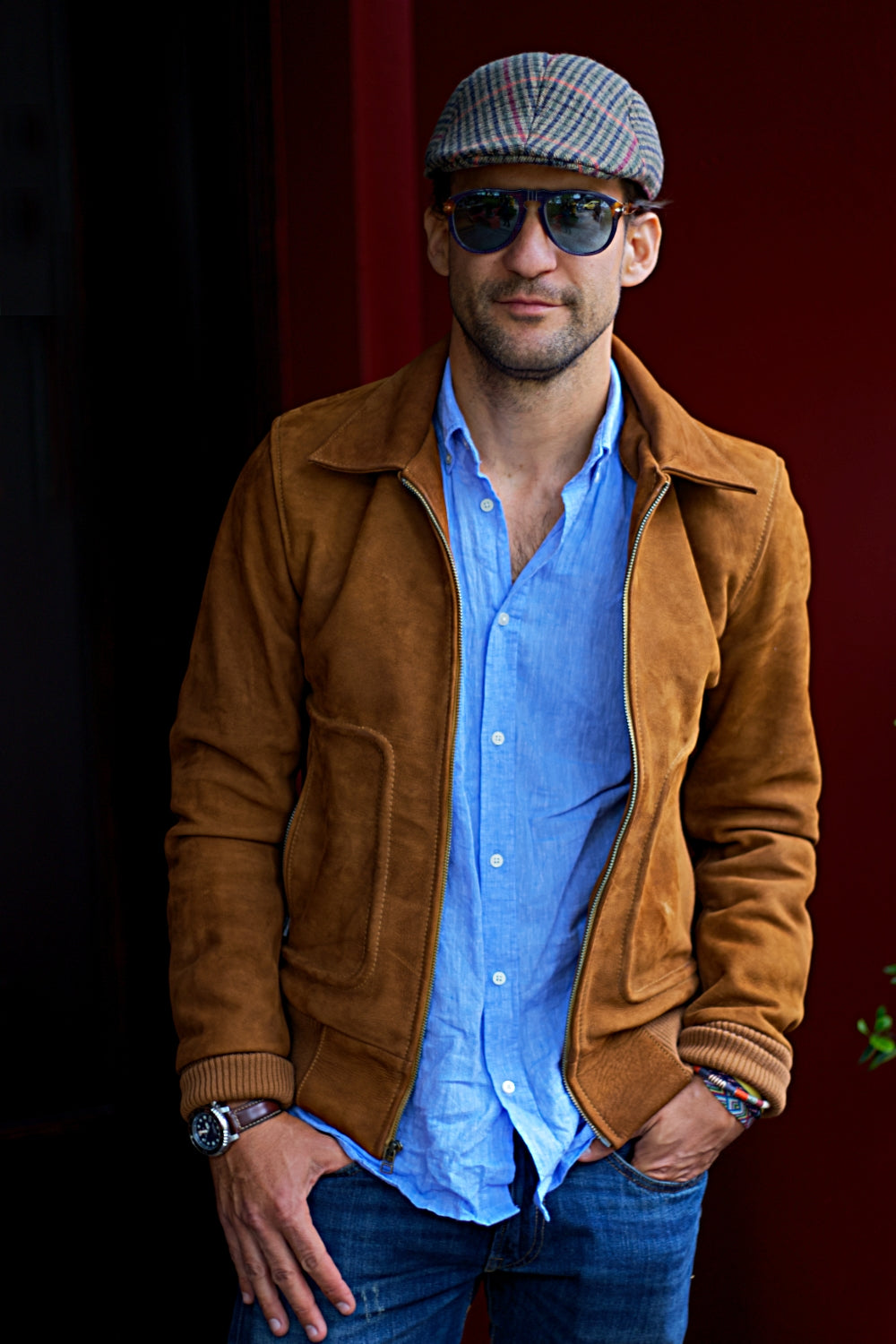 LONDON AX Classic Jacket in Suede - Amber