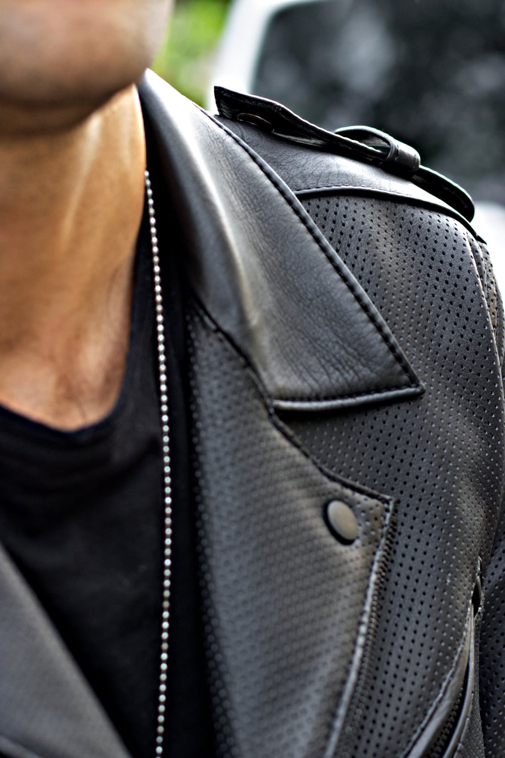 DANISH Rebel Leather Jacket - Solid & Perforated - Black -