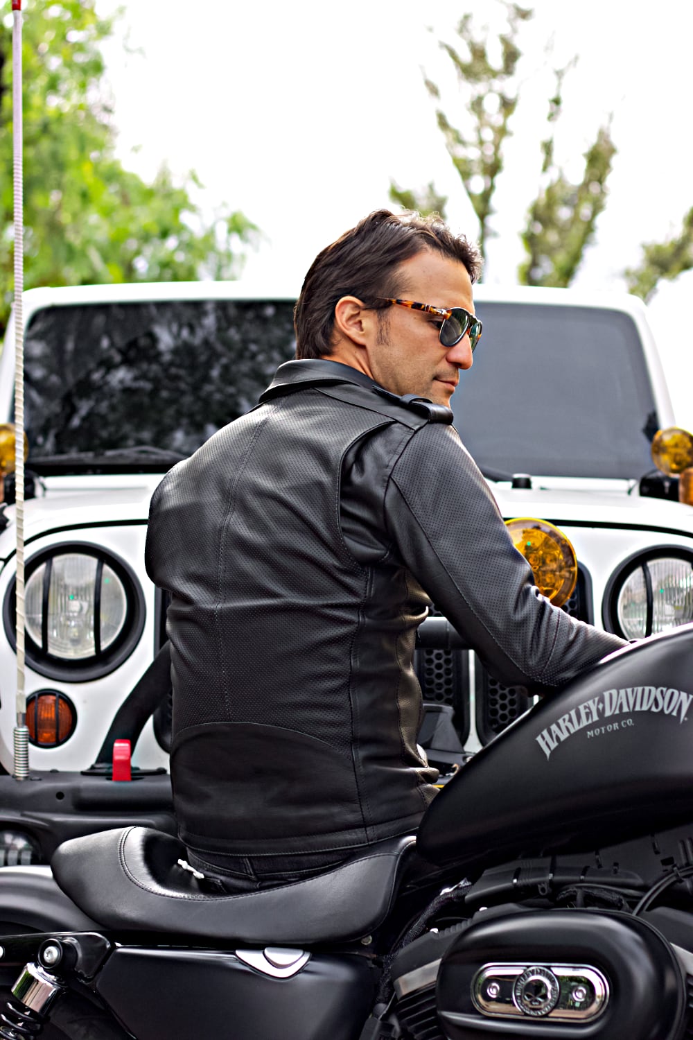 DANISH Rebel Leather Jacket - Solid & Perforated - Black -