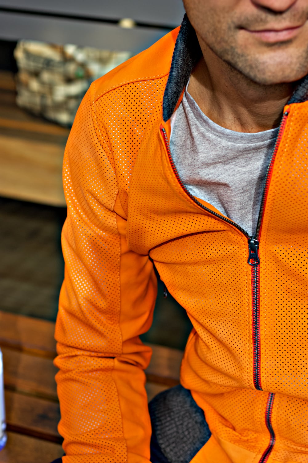 COSMO Leather Jacket Bomber lightweight - Perforated - Orange