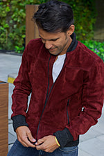 LAFAYETTE DB Leather Jacket Bomber lightweight - Suede- Mahogany