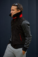 LE MANS Leather Jacket Shearling Collar Triple Black