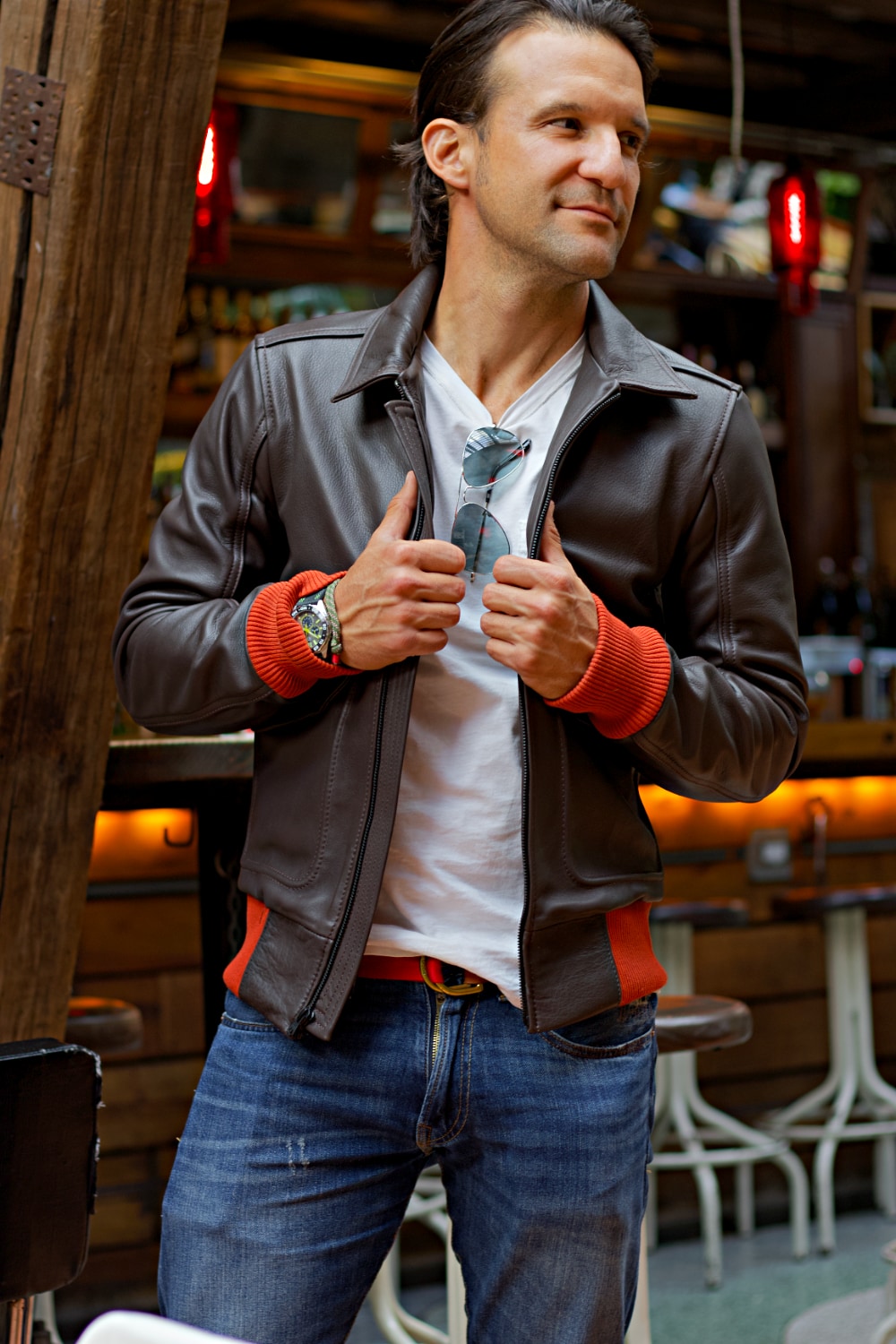 BELL 59 Leather Pilot Jacket Classic & Minimal Brown